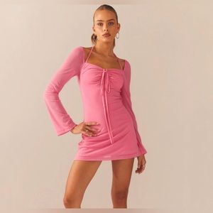 Peppermayo Exclusive- Make A Move Mesh Mini Dress - Amplify Pink
